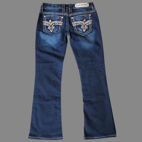 NWOT Rock Revival 28 Y2K Embroidered Boho Western Ranch Betty Bootcut Jeans - Picture 1 of 16